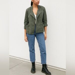 Kenneth Cole New York Women’s Utility Moto Style Linen Blend Jacket Size Small